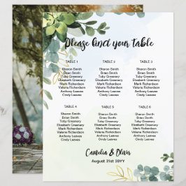 Papier BUDGET 6 Tableau Tableau Mariage Places vertes