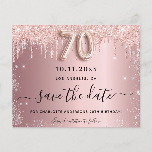 Papier Budget 70e anniversaire blush argent enregistrer l (Devant)