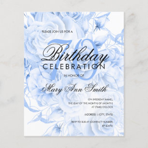 Papier Budget 70e anniversaire Floral Navy Invitation ble