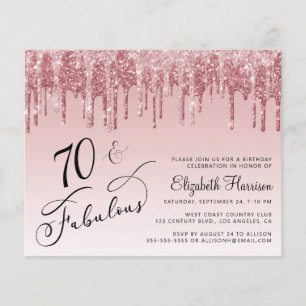 Papier Budget 70e anniversaire Parties scintillant Rose o
