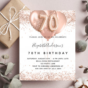 Papier Budget 70e anniversaire rose invitation ballons d'