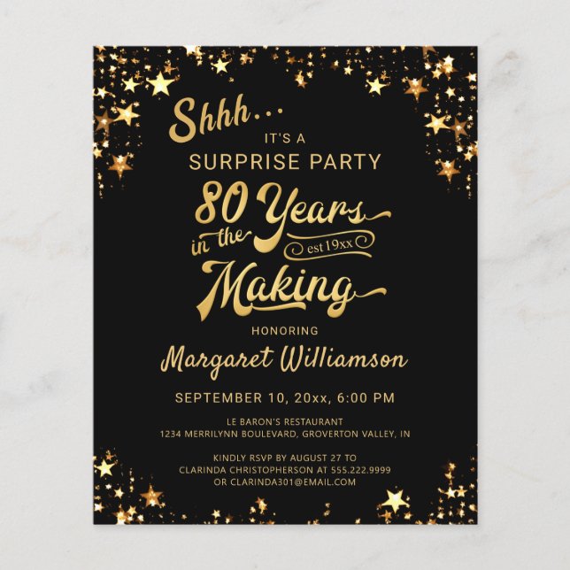 Papier Budget 80 ANS DE PRÉPARATION Surprise Anniversaire (Devant)