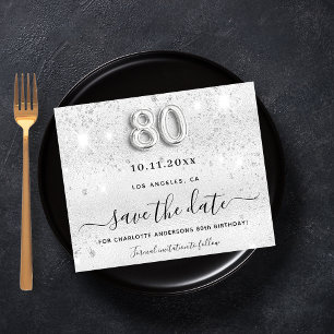 Papier Budget 80e anniversaire argent parties scintillant