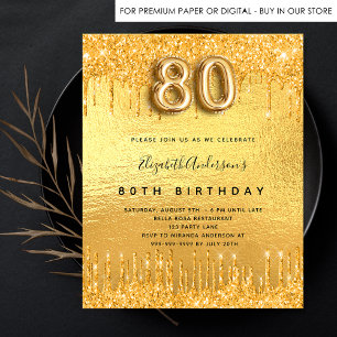 Papier Budget 80e anniversaire parties scintillant d'or i