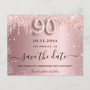 Papier Budget 90e anniversaire blush argent enregistrer l