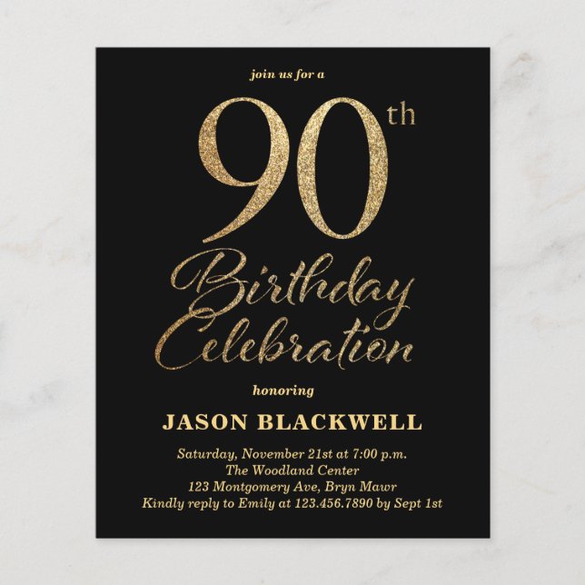 Papier Budget 90e anniversaire Invitation à célébrer (Devant)