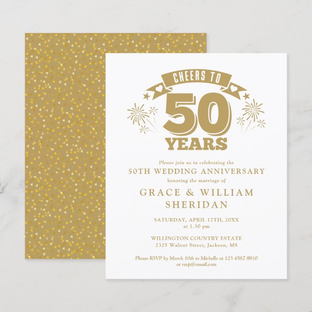 Papier Budget À L'Invitation Du 50E Anniversaire (Devant / Derrière)