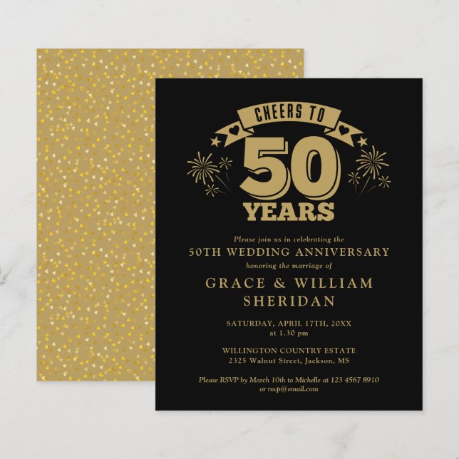 Papier Budget À L'Invitation Du 50E Anniversaire (Devant / Derrière)