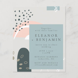 Papier Budget Abstrait Formes Pastel Grey Mariage Invitat