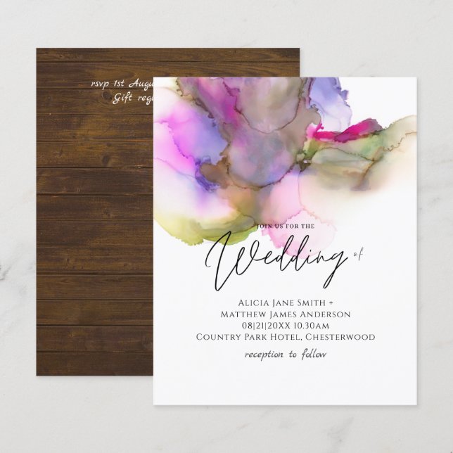 Papier Budget Abstrait Rainbow Purple Mariage (Devant / Derrière)