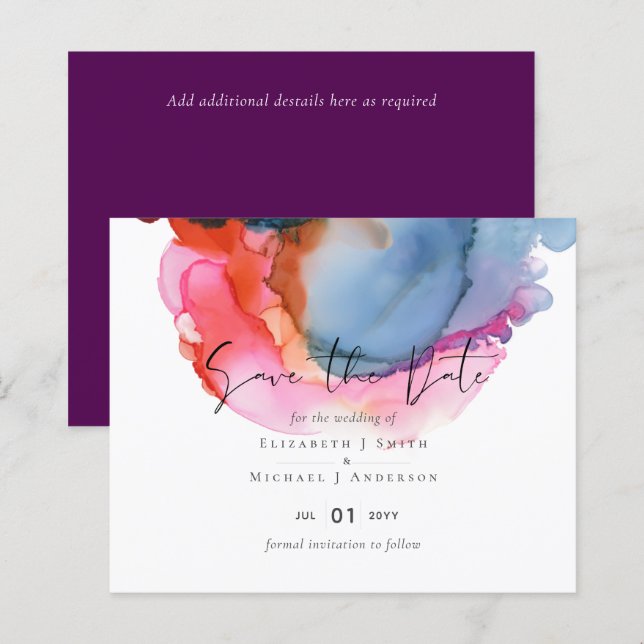 Papier BUDGET abstrait Rainbow Watercolor Mariage (Devant / Derrière)