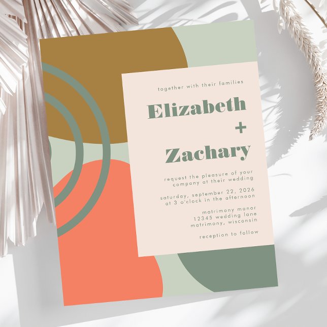 Papier Budget Abstrait Sage Green Faire-part de mariage (Créateur téléchargé)