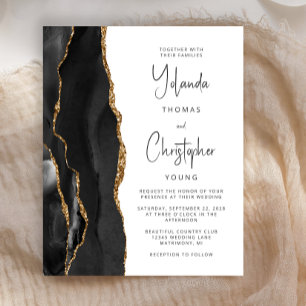 Papier Budget Agate Black Gold Faire-part de mariage tend