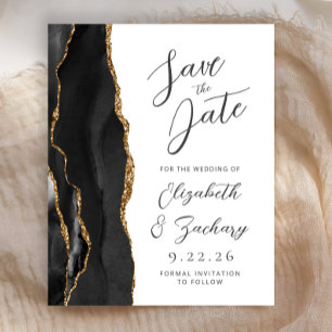 Papier Budget Agate Black Gold Script Enregistrer la date