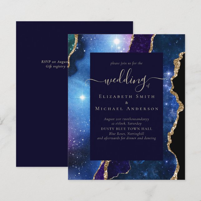 Papier BUDGET AGATE Blue Purple Gold Mariage Budget (Devant / Derrière)