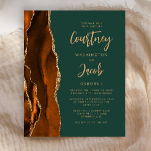 Papier Budget Agate Burnt Orange Green Wedding Invitation
