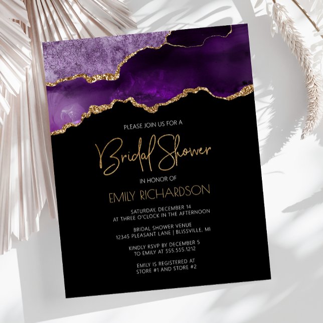 Papier Budget Agate Geode Purple Bridal Shower Invitation (Créateur téléchargé)