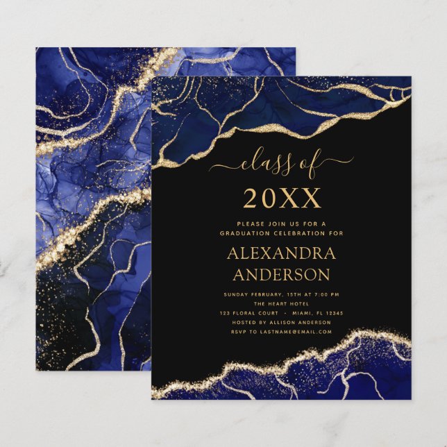 Papier Budget Agate Graduation Class of 2023 Navy Blue (Devant / Derrière)