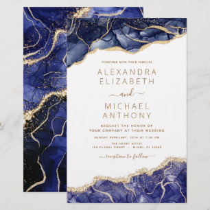 Papier Budget Agate Marine Blue Gold Mariage