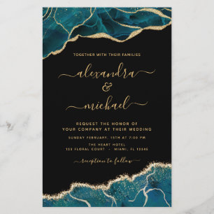 Papier Budget Agate Turquoise Turquoise Gold Mariage