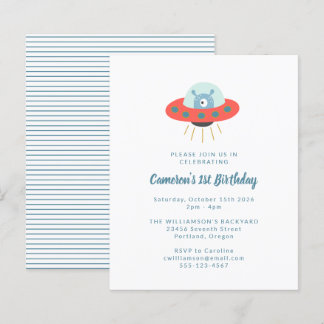 Papier Budget Alien vaisseau 1er anniversaire Invitation