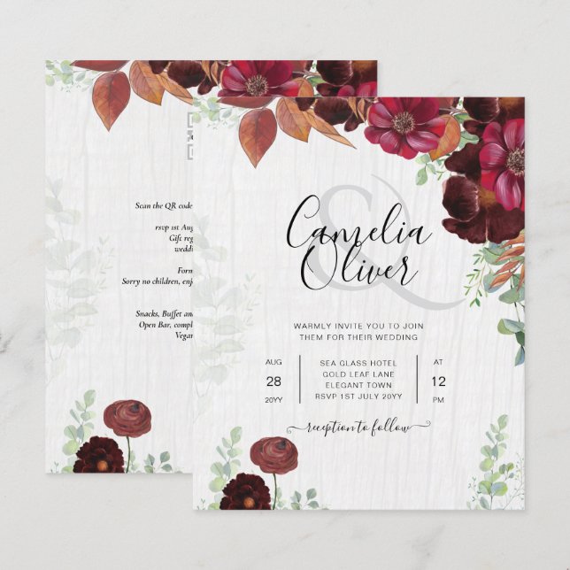 Papier BUDGET All-in1 Rustique Automne Maroon Bourgogne M (Devant / Derrière)