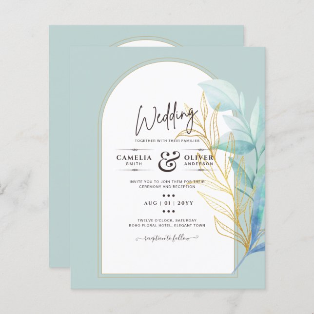 Papier BUDGET All-in-1 Mariage d'armature en laiton doré (Devant / Derrière)