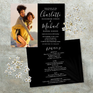 Papier Budget All In One Black White Photo Wedding Invita