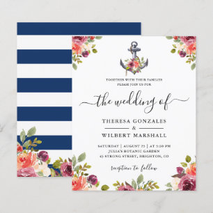Papier Budget Ancre nautique Floral Wedding Invitations