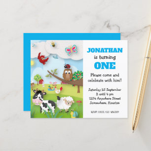Papier Budget Animaux de ferme Garçon Invitation d'annive