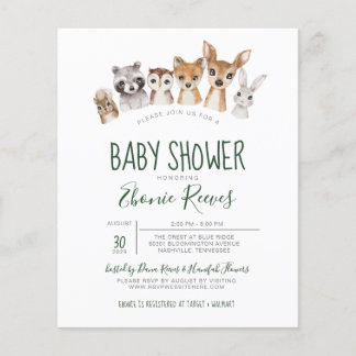 Papier Budget Animaux des bois Invitation Baby shower