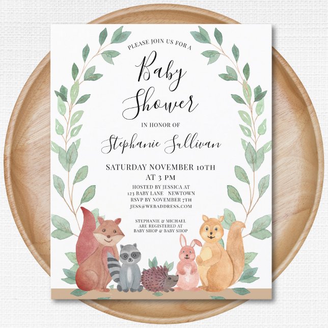 Papier Budget Animaux des bois Invitation Baby shower (Créateur téléchargé)