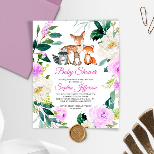 Papier Budget Animaux des bois Invitation Baby shower (Créateur téléchargé)