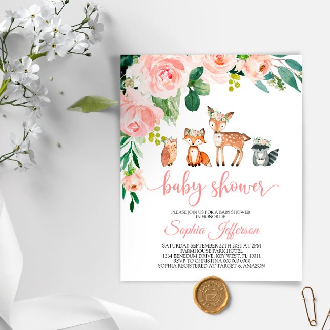 Papier Budget Animaux des bois Invitation Baby shower (Créateur téléchargé)