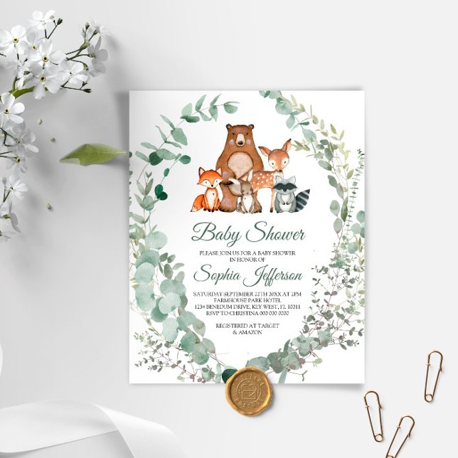 Papier Budget Animaux des bois Invitation Baby shower (Créateur téléchargé)