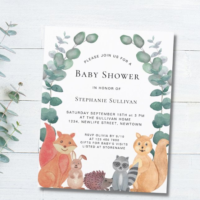 Papier Budget Animaux des bois Invitation Baby shower (Créateur téléchargé)