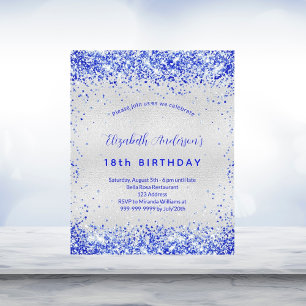 Papier Budget anniversaire argent bleu royal invitation