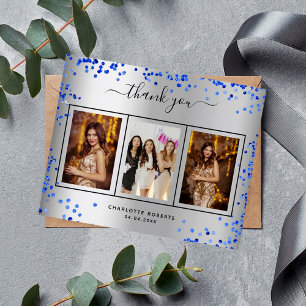 Papier Budget anniversaire argent bleu royal photo merci