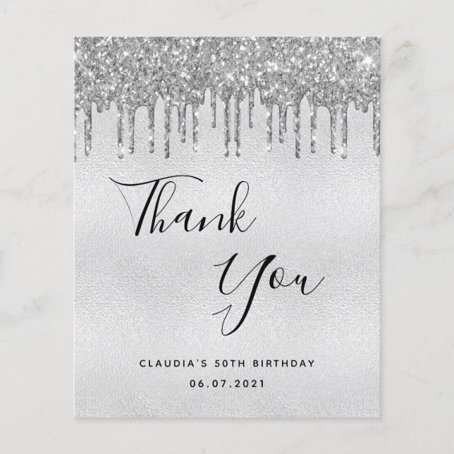 Papier Budget anniversaire argent gouttes de parties scin (Devant)