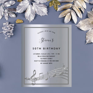 Papier Budget anniversaire argent musique notes invitatio