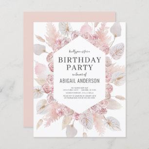 Papier Budget Anniversaire Boho Blush Pink Party Invitati