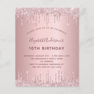 Papier BUDGET Anniversaire fête rose poussiéreuse parties