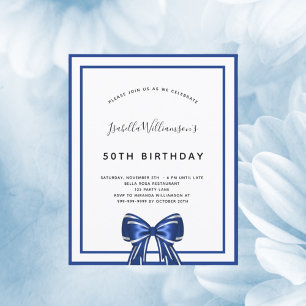 Papier Budget anniversaire marine bleu blanc arc invitati