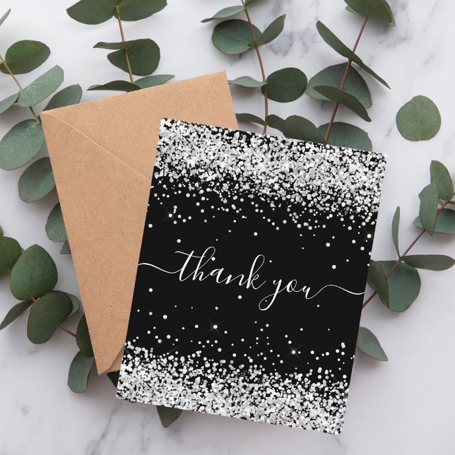 Papier BUDGET Anniversaire noir argent parties scintillan (Créateur téléchargé)