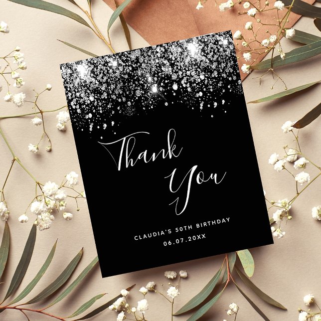 Papier Budget Anniversaire noir argent parties scintillan (Créateur téléchargé)