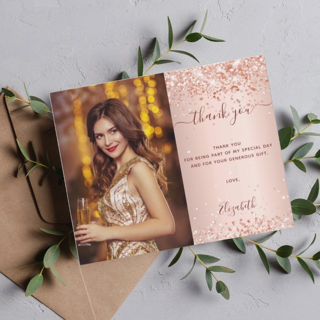 Papier Budget anniversaire rose blush photo merci (Créateur téléchargé)