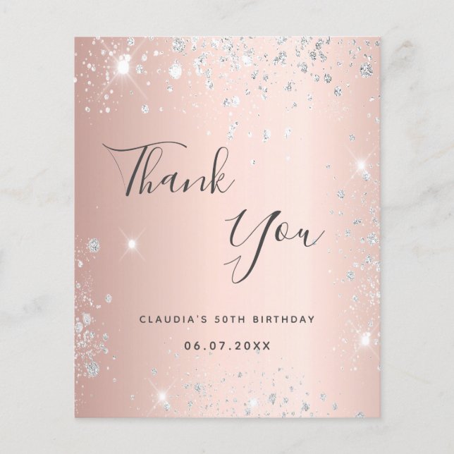 Papier Budget anniversaire rose or argent parties scintil (Devant)