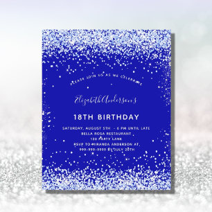 Papier Budget anniversaire royal bleu blanc invitation