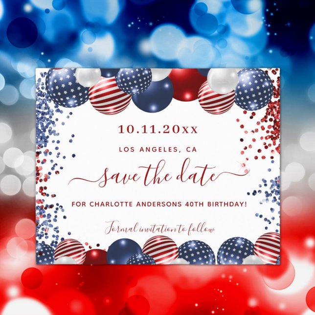 Papier Budget anniversaire USA rouge blanc bleu enregistr (Créateur téléchargé)