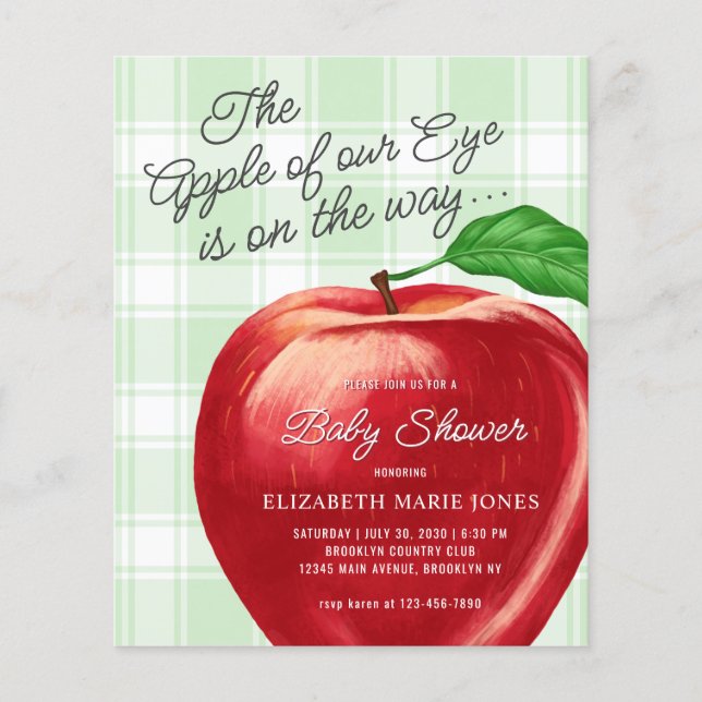 Papier Budget Apple de notre Baby shower oculaire Invitat (Devant)